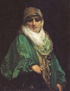 Jean Leon Gerome Femme de Constantinople debout (mk32) oil on canvas